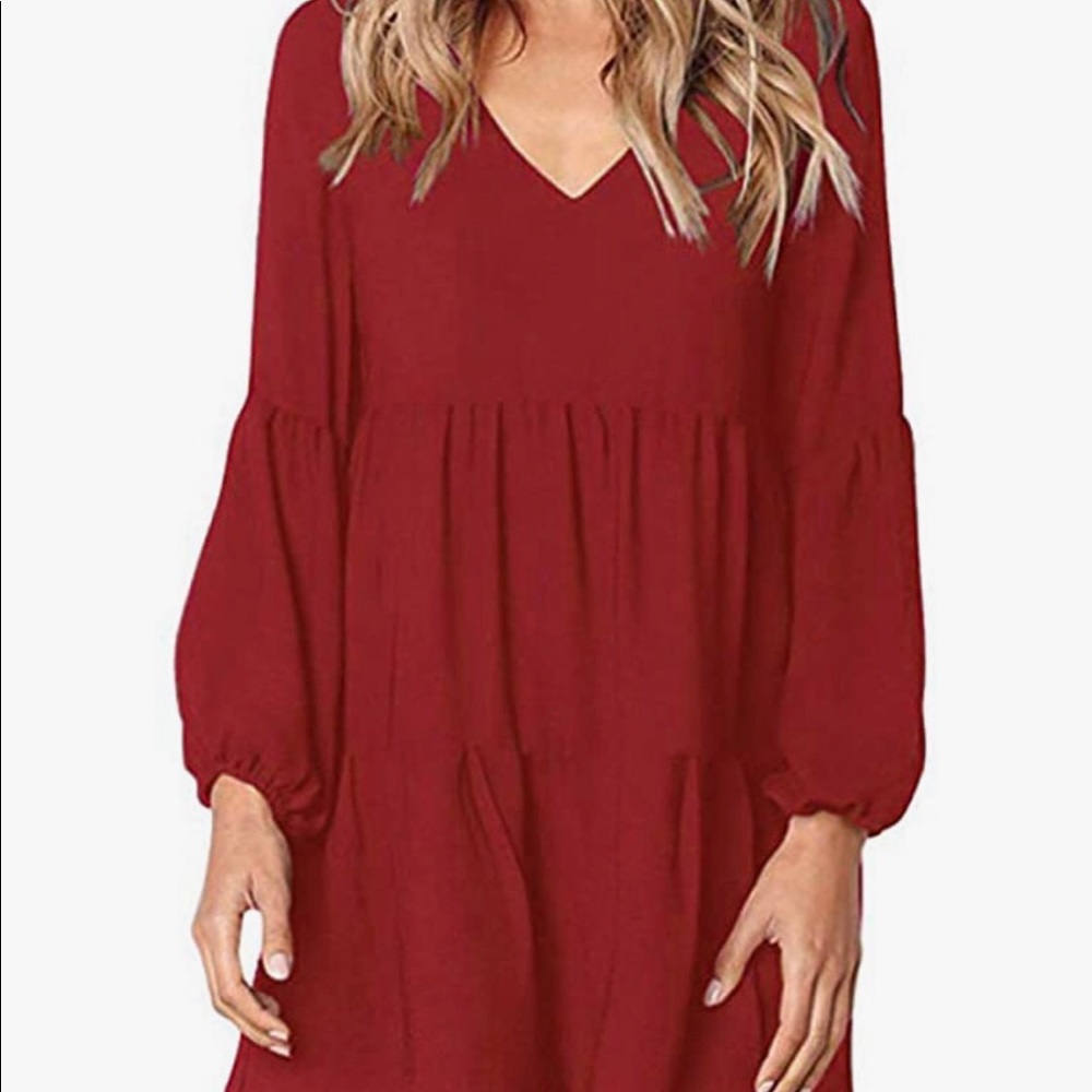 🔥On Trend Red Tiered Flowy Tunic Dress